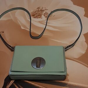 Kate Spade Sally Newberry Lane Saffiano Leather Crossbody Clutch Grace Blue Bag.